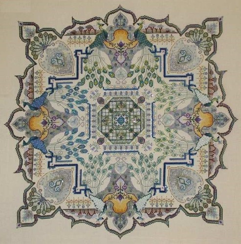 Peacock garden mandala cross - peacock,